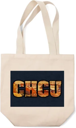 Lantern Press Chaco Culture National Historical Park, New Mexico, Typography and Ruins (100% Cotton Canvas Reusable Tote Bag)
