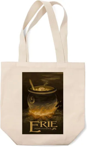 Lantern Press Erie, Pennsylvania, Cauldron, Halloween Oil Painting (100% Cotton Canvas Reusable Tote Bag)