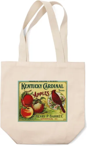 Lantern Press Henderson, Kentucky, Kentucky Cardinal Brand Apple, Vintage Label (100% Cotton Canvas Reusable Tote Bag)