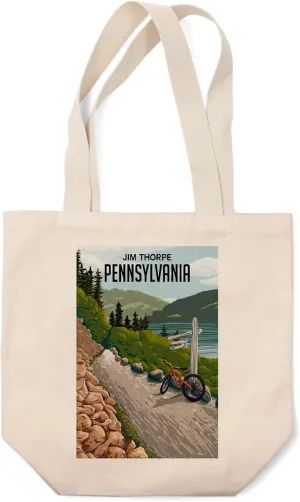Lantern Press Jim Thorpe, Pennsylvania, Bike Path, Pocono Mountains (100% Cotton Canvas Reusable Tote Bag)