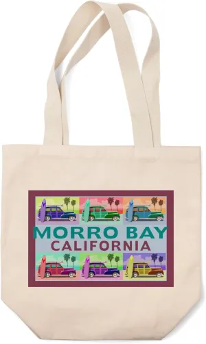 Lantern Press Morro Bay, California, Woody Pop Art, (100% Cotton Canvas Reusable Tote Bag)