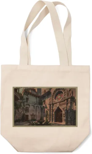 Lantern Press Riverside, CA, View of Mission Inn Courtyard (100% Cotton Canvas Reusable Tote Bag)