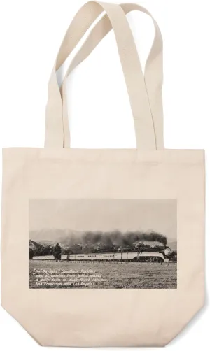 Lantern Press Southern Pacific Train Daylight Between San Francisco and LA (100% Cotton Canvas Reusable Tote Bag)
