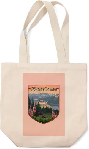 Lantern Press Vancouver, Canada, Bear and Spring Flowers, (100% Cotton Canvas Reusable Tote Bag)