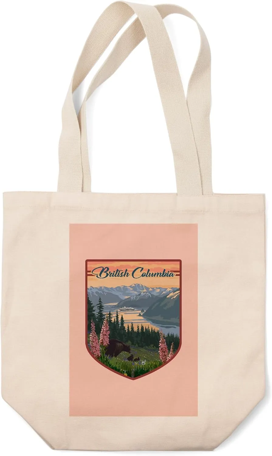 Lantern Press Vancouver, Canada, Bear and Spring Flowers, (100% Cotton Canvas Reusable Tote Bag)