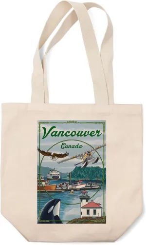Lantern Press Vancouver, Canada, Montage (100% Cotton Canvas Reusable Tote Bag)