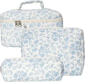 Large Capacity Ladies Cosmetic Bag,3 Piece Travel Cosmetic Bag,Cosmetic Organizer,Portable Cosmetic Bag with Handle and Wide Opening,Leather Toilet Bag with Compartment