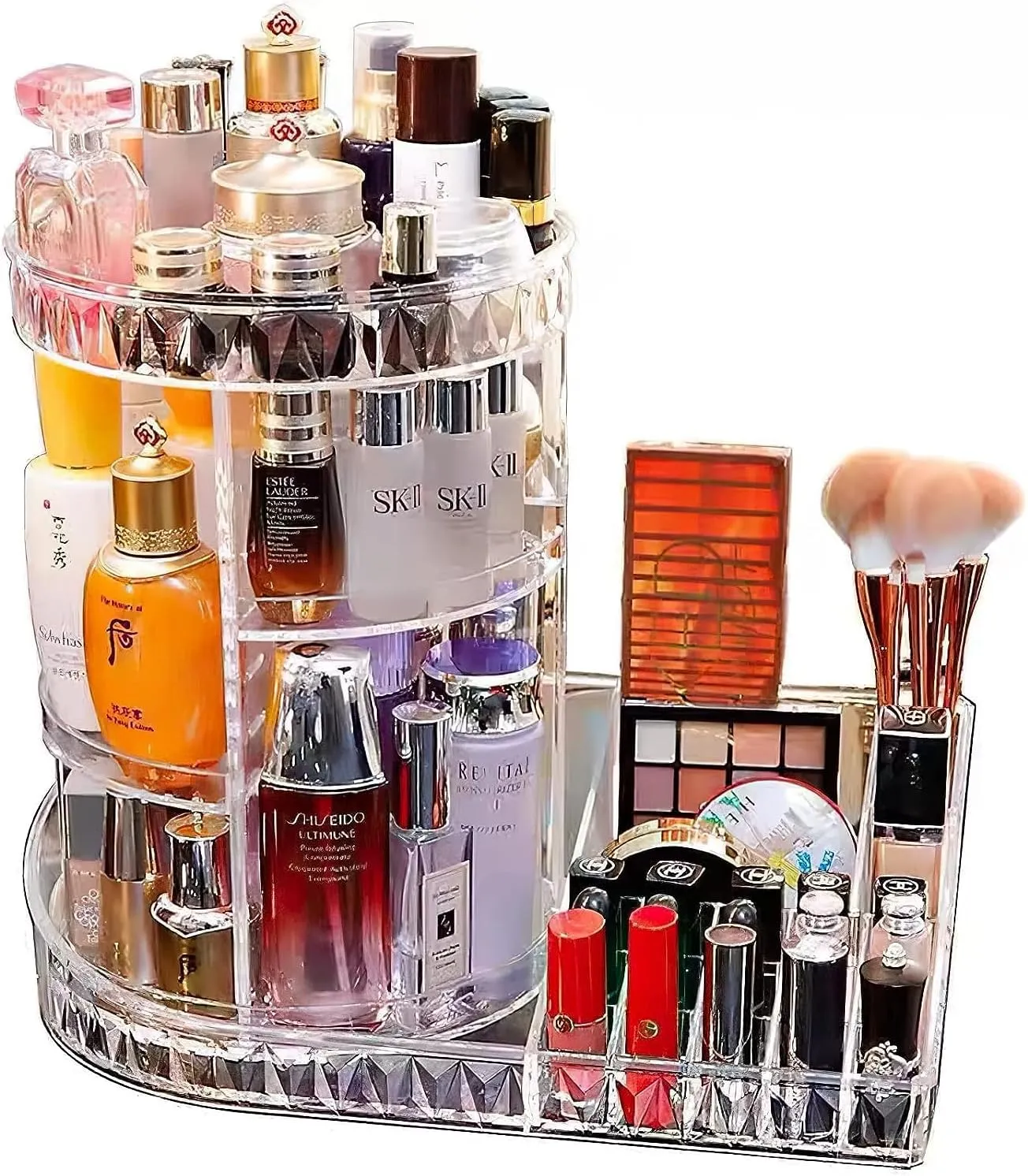 Large Capacity Rotating Acrylic 360 Degree Makeup Organizer 5 Layers Adjustable Cosmetic Storage Standr Best for Perfume Skincare Jewelry Display Dresser