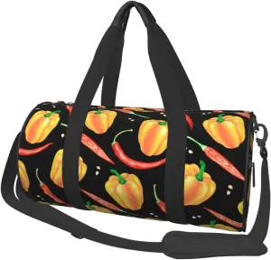 Large Duffle Bag for Travel - Bell Pepper Red Yellow Gym Bag for Women Men, Foldable Travel Bags for Women Men with Zippered Multiple Pockets