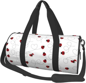 Large Duffle Bag for Travel - Ladybugs Flying On Dotted Route Gym Bag for Women Men, Foldable Travel Bags for Women Men with Zippered Multiple Pockets