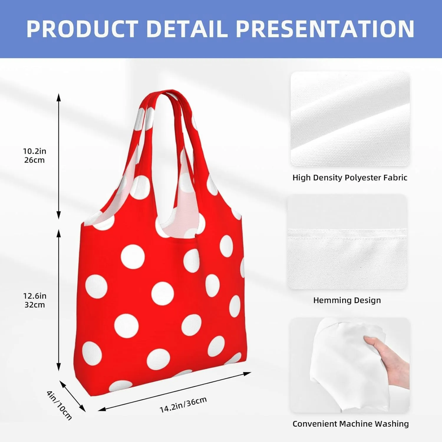 Large Foldable Reusable Grocery Bags, Machine Washable Tote Bag Kitchen Essential