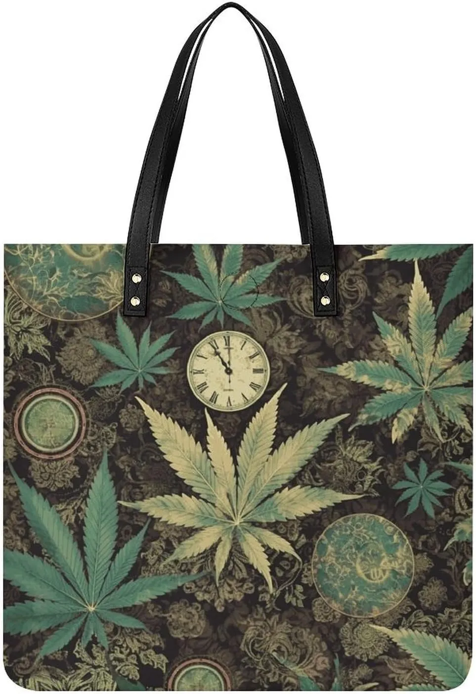 Large Grocery Bags Beach Tote A Puff in Time Weed Marijuana Bag for Women Shoulder Bag for Travel Work Handbag