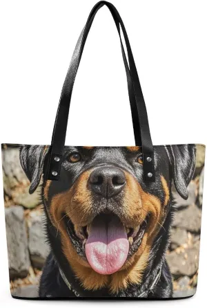Large Grocery Bags Beach Tote Rottweiler Dogs Tongue Head Bag for Women Shoulder Bag for Travel Work Handbag