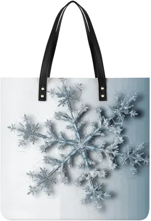 Large Grocery Bags Beach Tote Transparent Snowflake Bag for Women Shoulder Bag for Travel Work Handbag