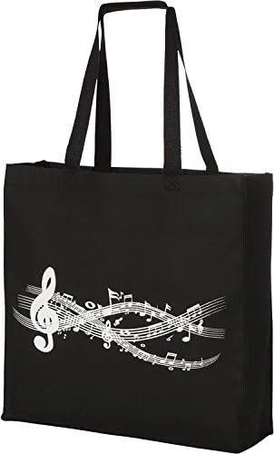 Large Gusseted Canvas Music Tote - Perfect Piano Bag for Books & More - Teacher Gifts