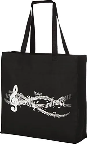 Large Gusseted Canvas Music Tote - Perfect Piano Bag for Books & More - Teacher Gifts