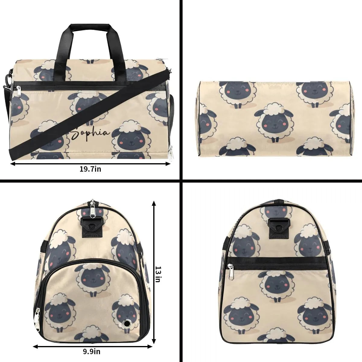 Large Gym Bag Custom Duffel Bag for Women Luggage Bag for Adults Weekender Men Football Bags for Equipment Animal Sheep Travel Duffel Bag