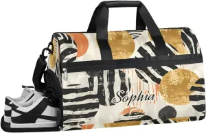 Large Gym Bag with NameCustom Duffel Bag for Women Luggage Bag for Adults Weekender Carry on Duffle Bags Black Stripes Golden Sports Duffel Bag