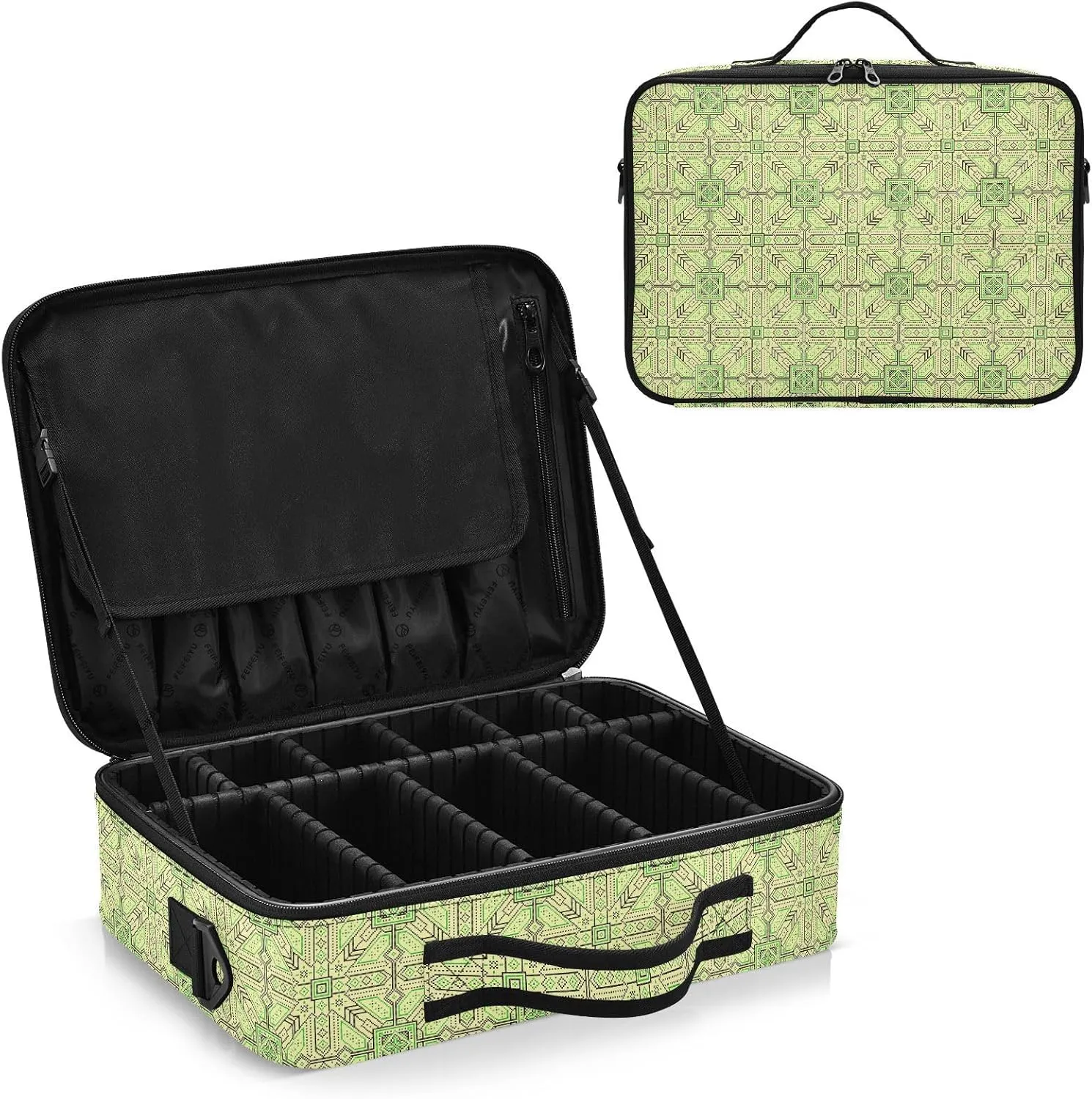Large Hard Shell Travel Bag Makeup Organizer with Handle Dividers