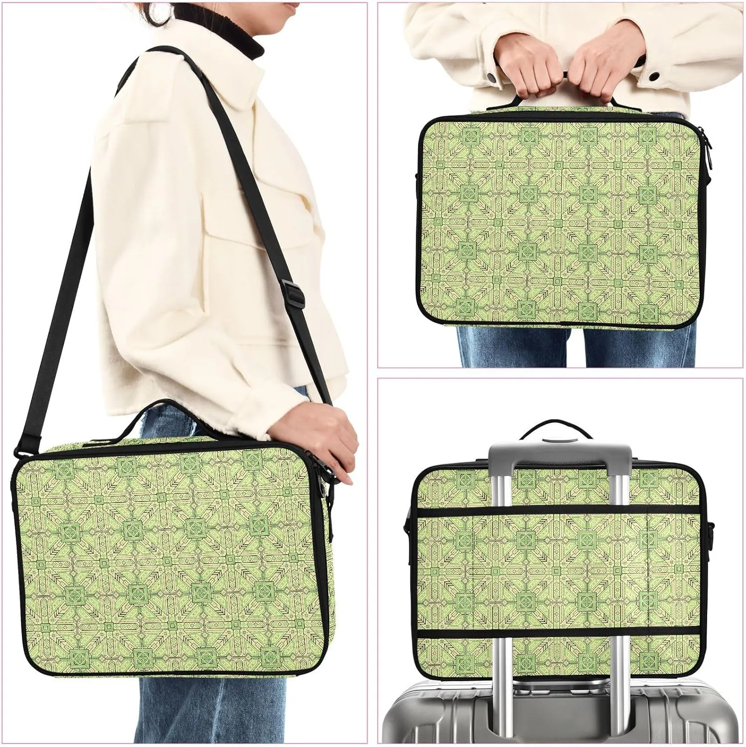 Large Hard Shell Travel Bag Makeup Organizer with Handle Dividers