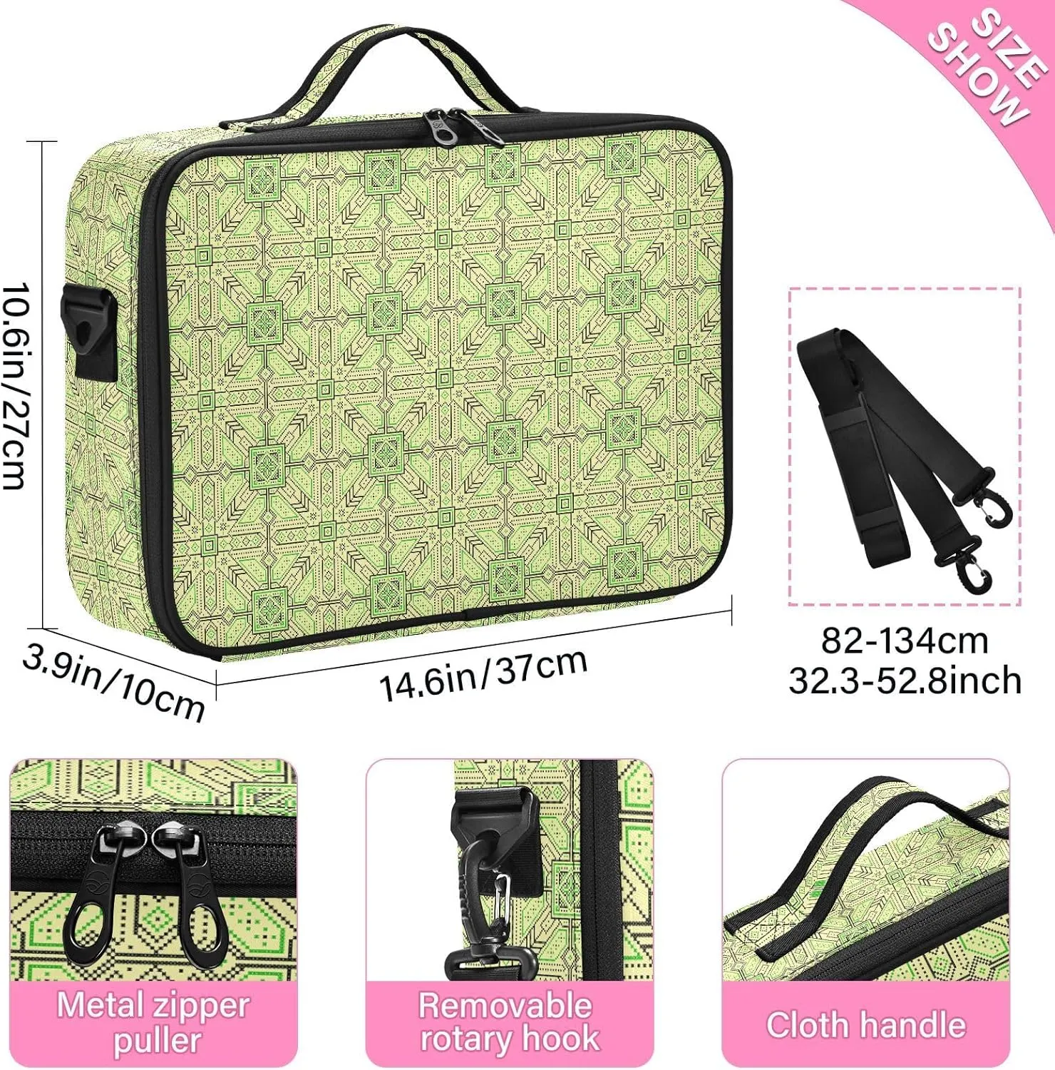 Large Hard Shell Travel Bag Makeup Organizer with Handle Dividers