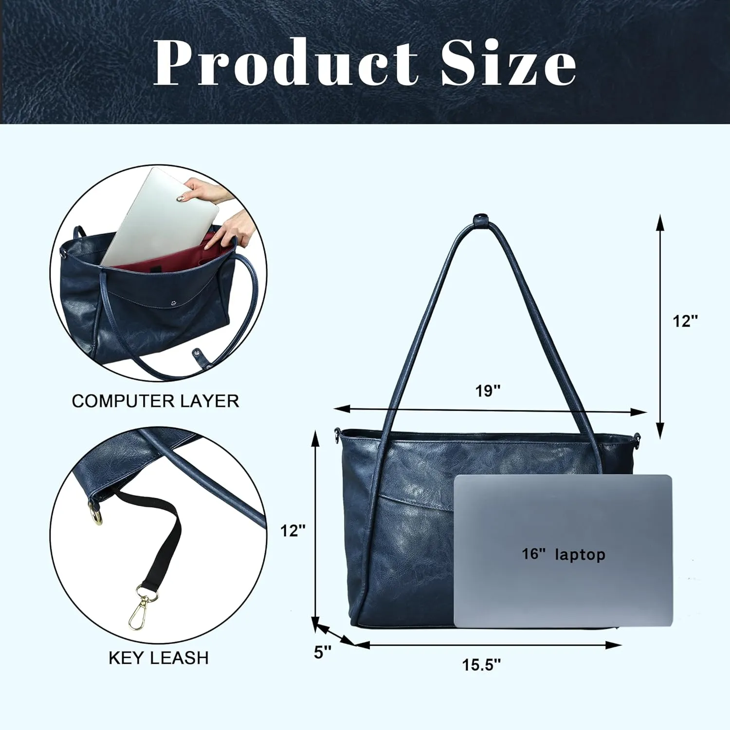 Large Tote Bag for Women Work with Zipper Vegan Leather Shoulder Bags Travel Hobo Bags for Women Weekender Bags
