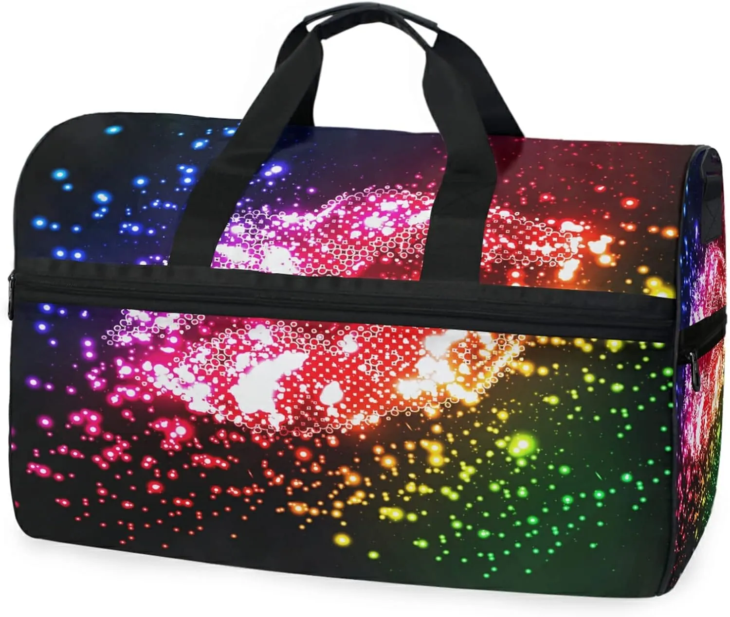 Large Travel Duffel Bag for Women Men Glitter Sexy Lips Galaxy Sports Tote Gym Bag Shoulder Weekender Foldable Overnight Bags with Shoe Compartments, Lightweight