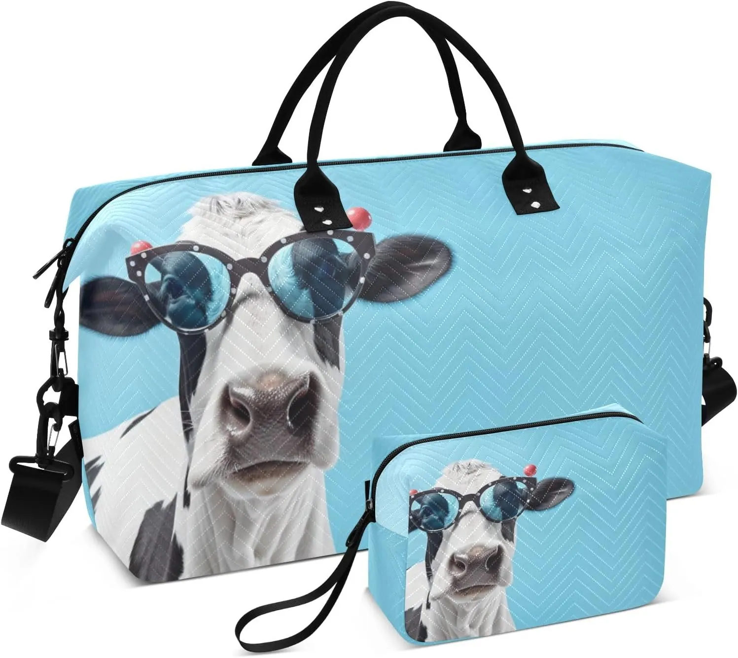 Large Travel Duffel Bag Sports Tote Gym Bag Overnight Weekender Bags Cattle Cow 2 Carry On Luggage with Toiletry Bags
