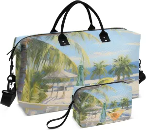Large Travel Duffel Bag Sports Tote Gym Bag Overnight Weekender Bags Cocktail Coast Vacation Carry On Luggage with Toiletry Bags