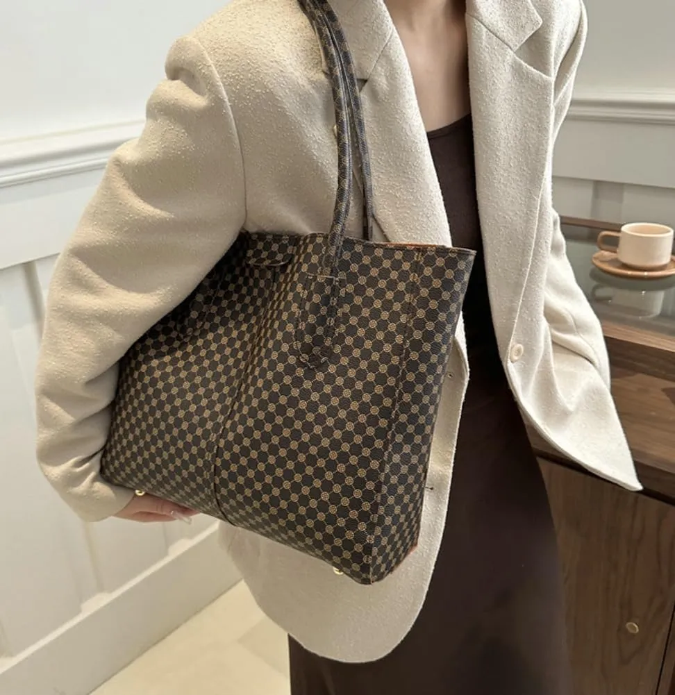 Large Vegan Leather Tote Bags Women Weekender Shoulder Bag Shopper Handbag Travel Purse
