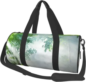 Large Weekender Overnight Bag Fashion Sports Gym Bag Forest Mysterious Sunshine Foggy Travel Duffel Bag With Adjustable Shoulder Strap