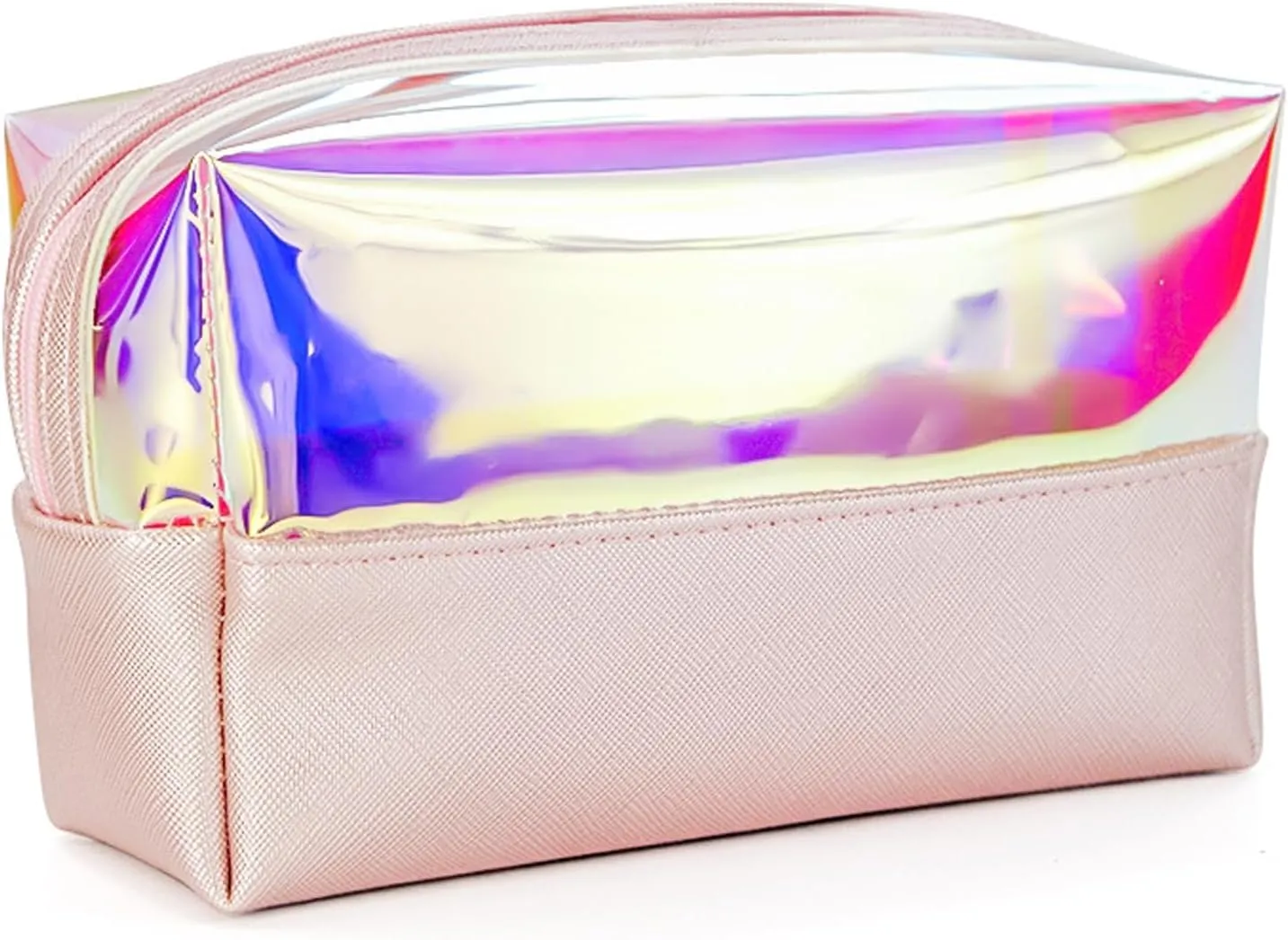 Laser Cosmetic Bag Clear Makeup Bag Portable Zippered Toiletry Bag Waterproof Makeup Bag Organizer for Travel and Daily Use (square bag)