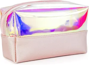 Laser Cosmetic Bag Clear Makeup Bag Portable Zippered Toiletry Bag Waterproof Makeup Bag Organizer for Travel and Daily Use (square bag)
