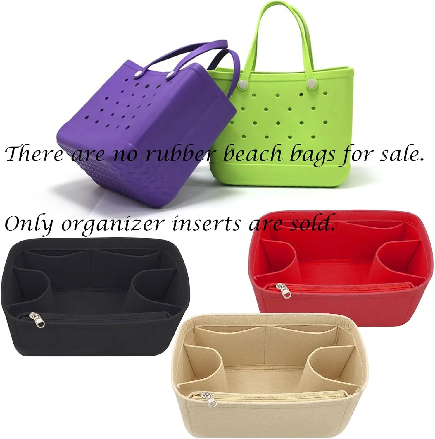 Lckaey Rubber Beach Bag Organizer Compatible with Bo Bag Tote,Divider Pouch for Bo Bags Accessories Felt Insert3018khaki-M