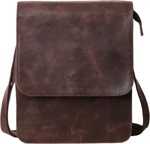 Leathario men's crossbody bag Leather shoulder bag for men messenger Retro PAD Bag Satchel Sling Travel Work