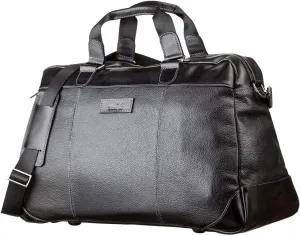 Leather Duffel Travel Bag - Black Sports Gym Bag - Weekend Overnight Luggage Bag - Weekender