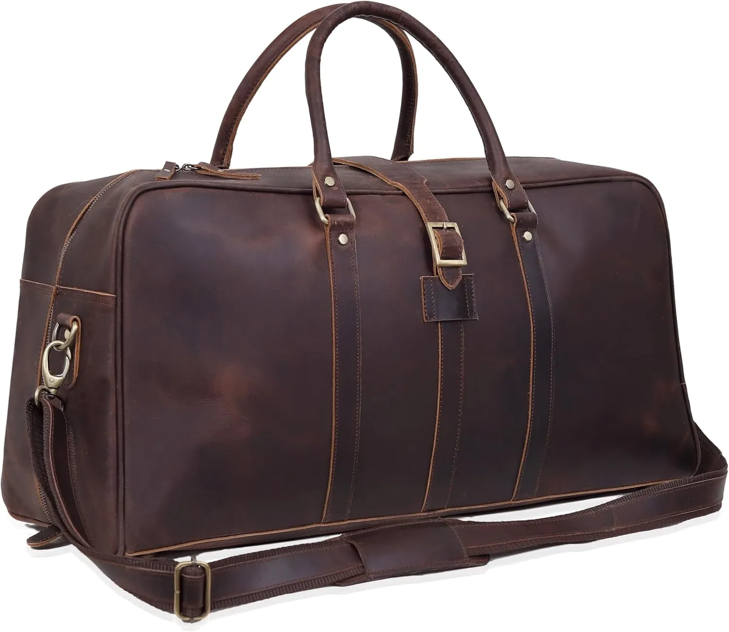 Leather Duffle bag Travel Weekender Bag Carry on Overnight Bag Gym Sports Duffel bag Luggage Bag for Men and Women