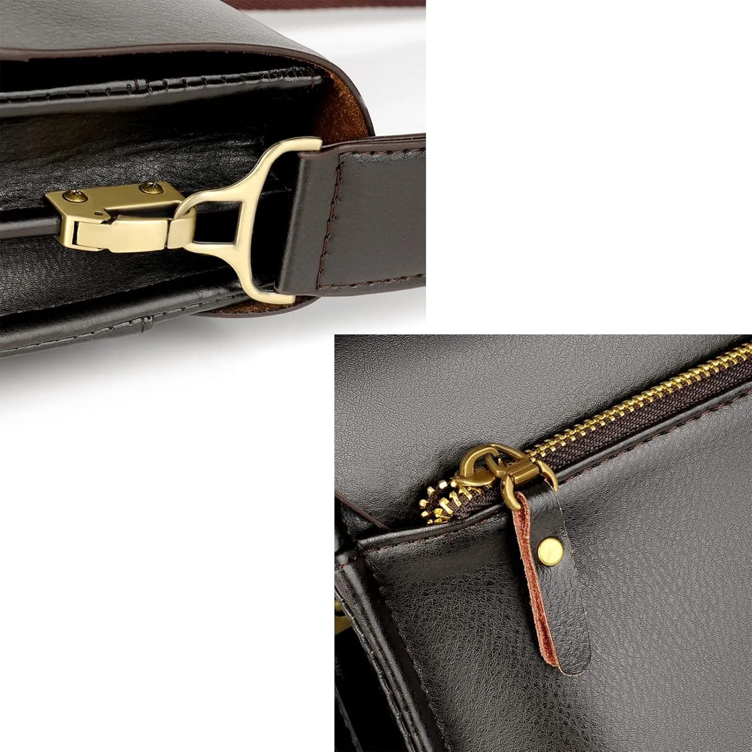 Leather Messenger Sling Crossbody Shoulder Bag for Men Travel Work Business Magnetic Buckle Adjustable straps