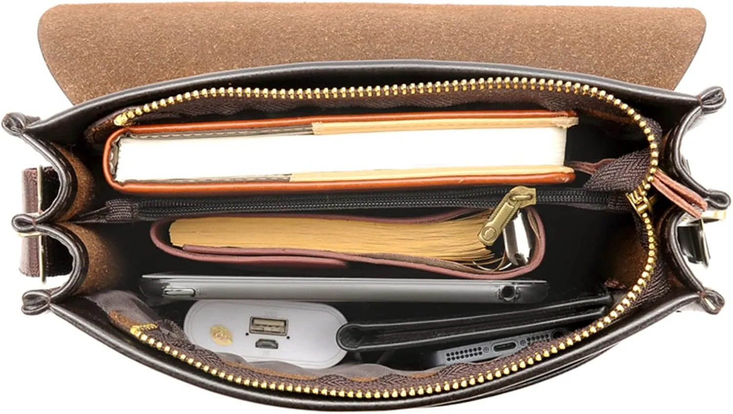 Leather Messenger Sling Crossbody Shoulder Bag for Men Travel Work Business Magnetic Buckle Adjustable straps