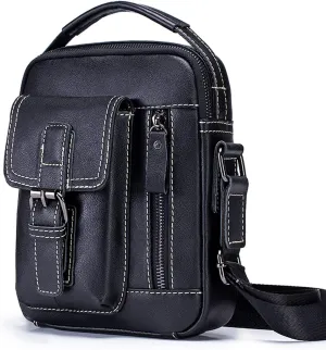 Leather Shoulder Messenger Handbag for Men Business Travel Outdoor Crossbody Pack Casual Pouch Briefcase Hand Bag Daypack