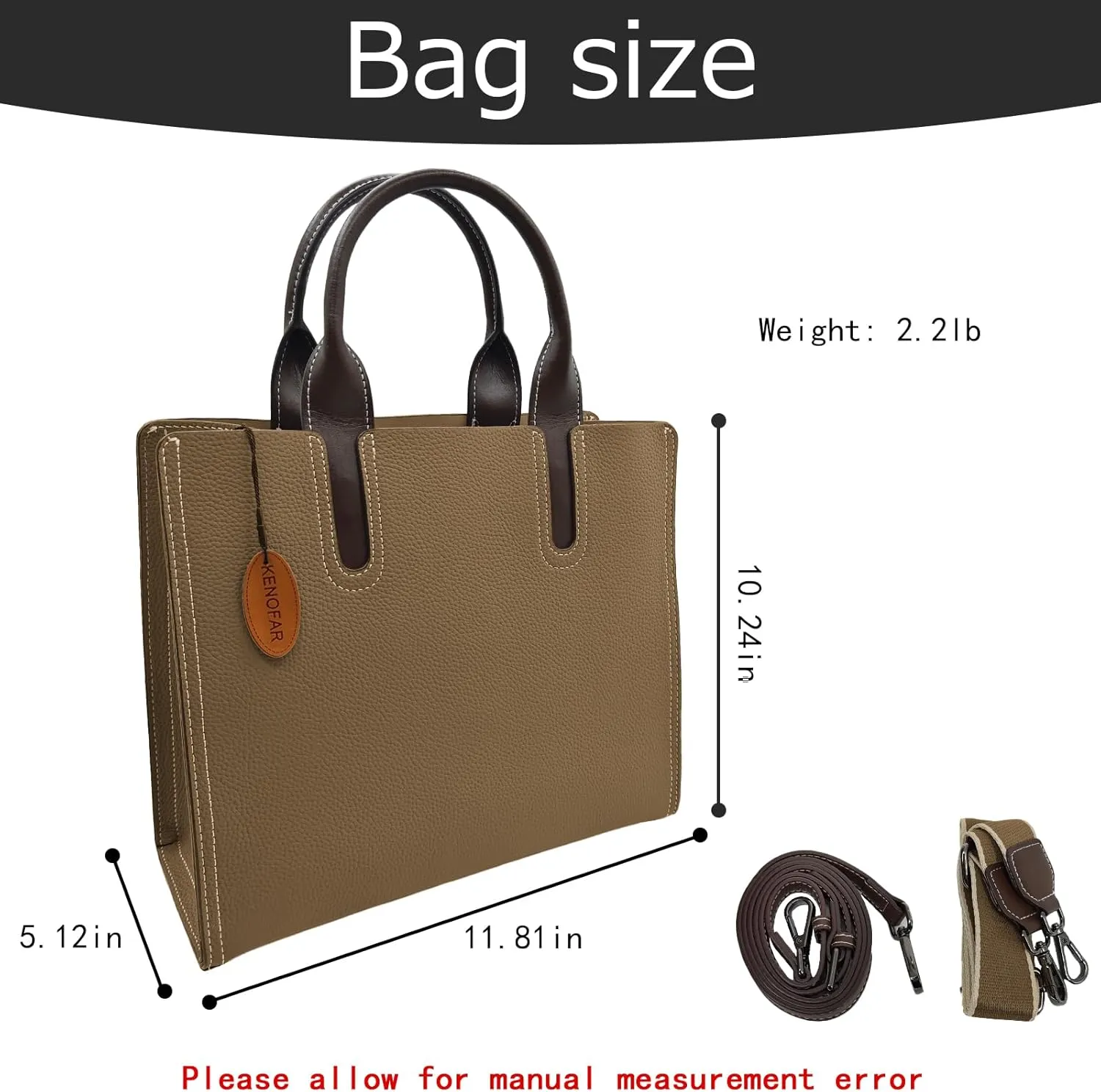 Leather Tote Bags for Women Genuine Leather Handbag with Zipper Medium