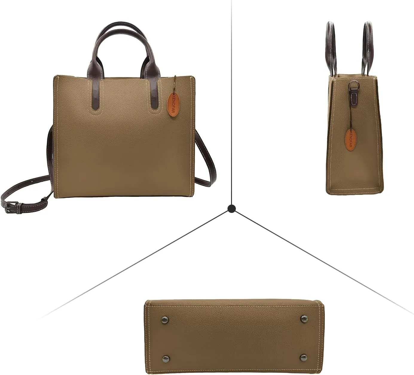 Leather Tote Bags for Women Genuine Leather Handbag with Zipper Medium