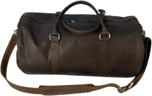 Leather Weekender travel gym sports outdoor overnight carry on overnight outdoor cabin shoulder holdall bag with Shoe Compartment, 22 in, Brown