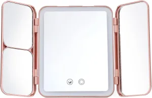 LED Makeup Vanity Mirror Portable Cosmetic Mirror Rechargeable Folding Lighted Mirror for Travel
