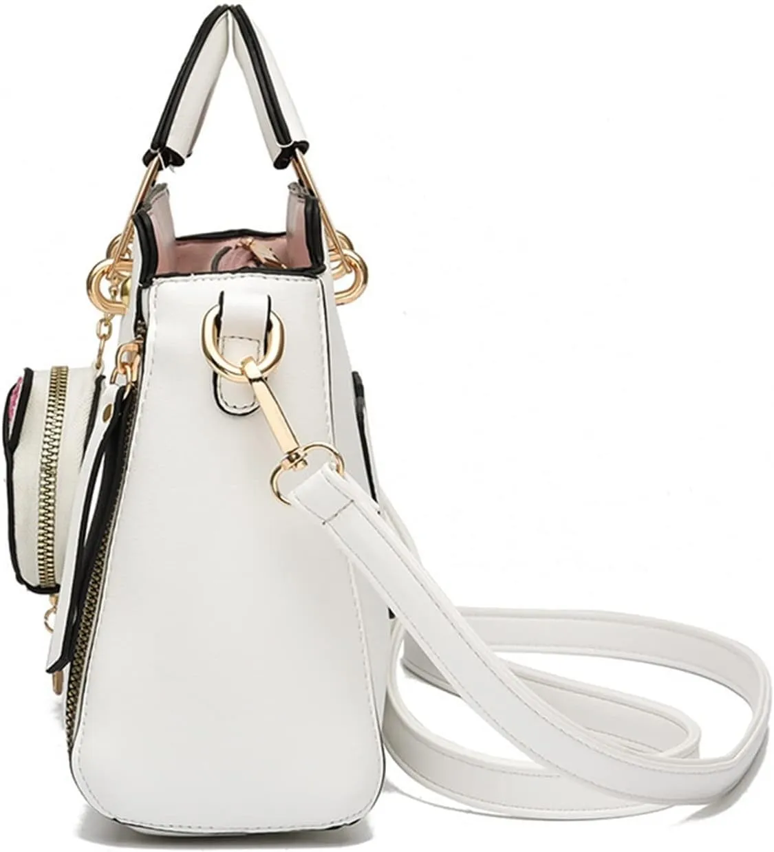 Letter Decor Hand Satchel Bag, Stylish Shoulder Zipper Bag With Mini Coin Purse, Crossbody Bag For Work
