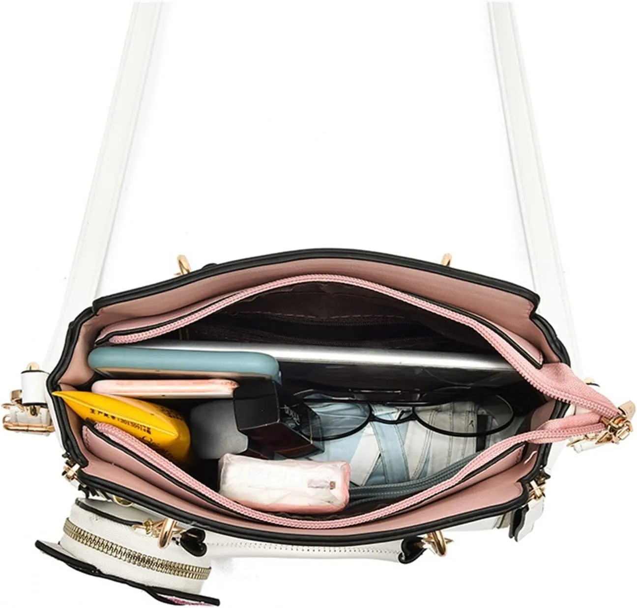 Letter Decor Hand Satchel Bag, Stylish Shoulder Zipper Bag With Mini Coin Purse, Crossbody Bag For Work
