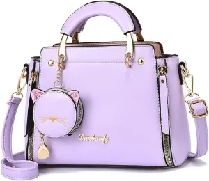 Letter Decor Hand Satchel Bag, Stylish Shoulder Zipper Bag With Mini Coin Purse, Crossbody Bag For Work