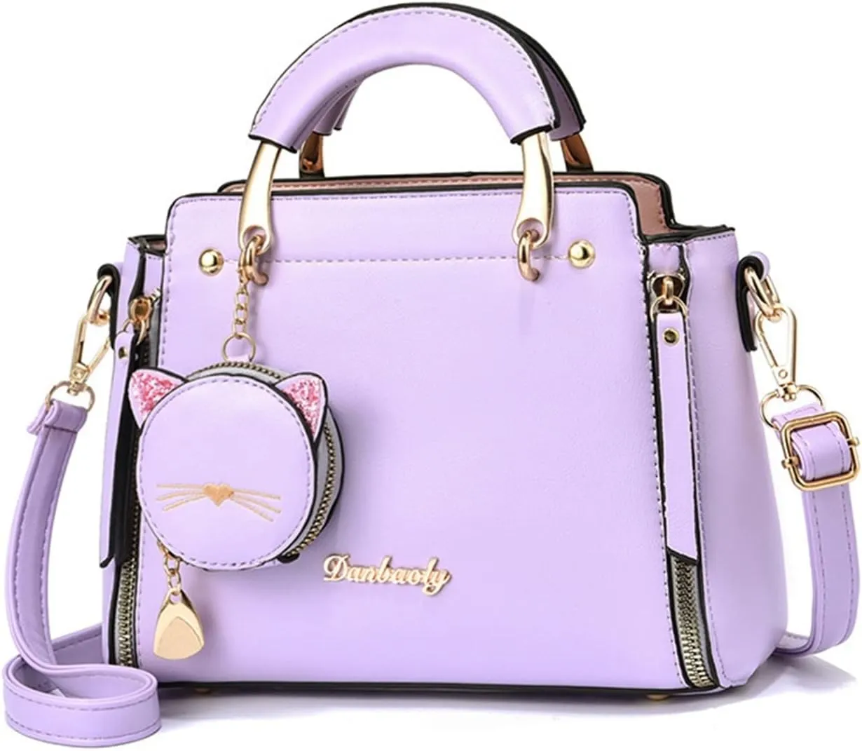 Letter Decor Hand Satchel Bag, Stylish Shoulder Zipper Bag With Mini Coin Purse, Crossbody Bag For Work