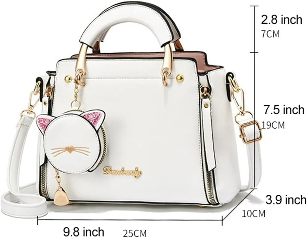 Letter Decor Hand Satchel Bag, Stylish Shoulder Zipper Bag With Mini Coin Purse, Crossbody Bag For Work