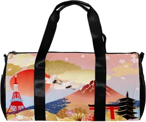 LEVEIS Japan Tokyo Landmark Sports Duffel Bag Travel Tote Carry on Weekender Gym Overnight Bag for Men & Women
